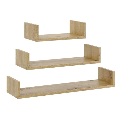 Przejdź do produktu Półki ścienne, wiszące, DAVO, zestaw, 3 szt, dąb artisan, mat