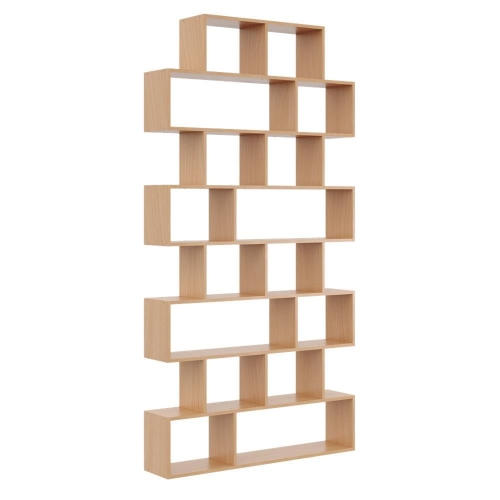 Przejdź do produktu Regał otwarty, ścienny, biblioteczka, KADO, 124x18x240 cm, buk, mat