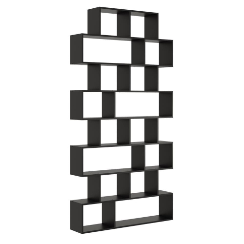 Przejdź do produktu Regał otwarty, ścienny, biblioteczka, KADO, 124x18x240 cm, czarny, mat