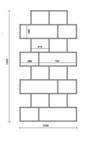 Regał otwarty, ścienny, biblioteczka, 124x18x240 cm, czarny, mat