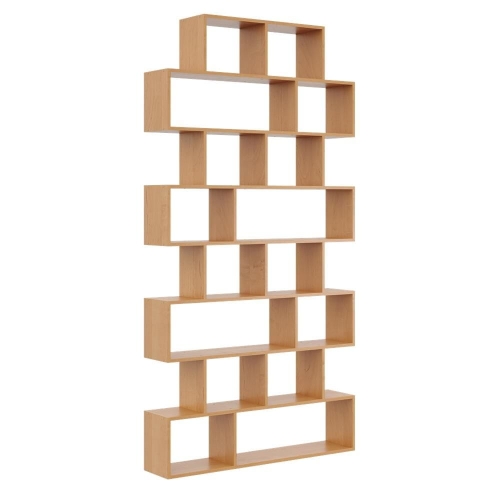 Przejdź do produktu Regał otwarty, ścienny, biblioteczka, KADO, 124x18x240 cm, olcha, mat