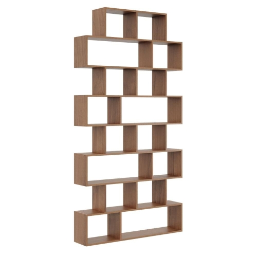 Przejdź do produktu Regał otwarty, ścienny, biblioteczka, KADO, 124x18x240 cm, orzech, mat