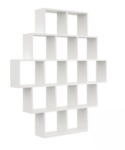Przejdź do produktu Nowoczesny regał ścienny, wiszący, RIMO, 120x18x136 cm, biały, mat