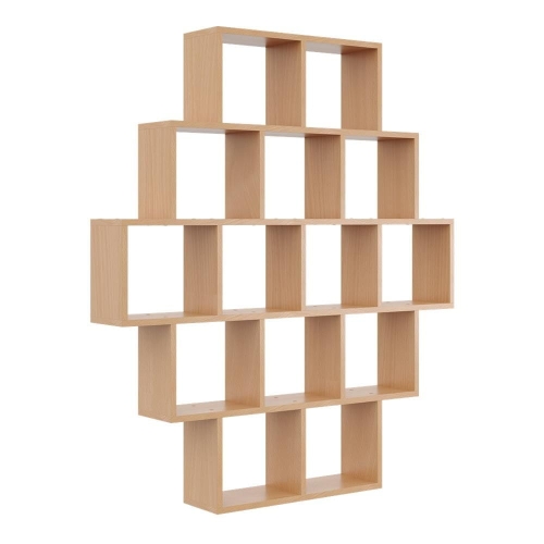 Przejdź do produktu Nowoczesny regał ścienny, wiszący, RIMO, 120x18x136 cm, buk, mat