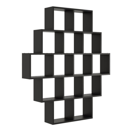 Nowoczesny regał ścienny, wiszący, 120x18x136 cm, czarny, mat