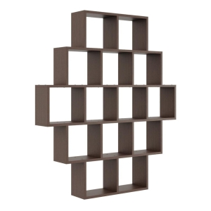 Nowoczesny regał ścienny, wiszący, RIMO, 120x18x136 cm, wenge, mat
