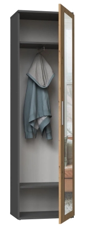 Szafa z lustrem, Duo, 50x35x180 cm, antracyt, dąb artisan, mat