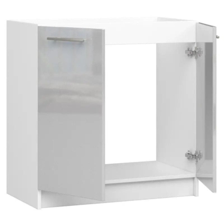 Szafka pod zlewozmywak, KLARA, 80x46x82 cm, biały, metalik, połysk