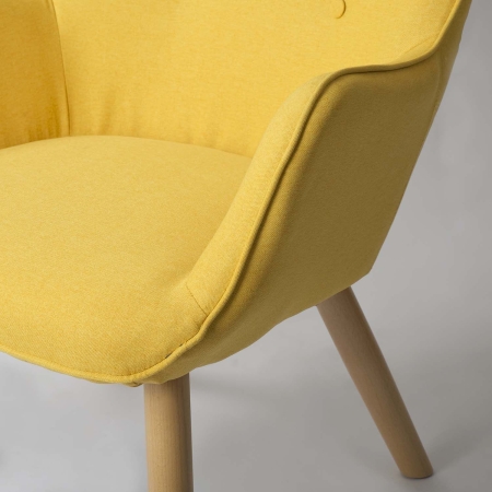 Fotel uszak z podnóżkiem do salonu, Norse, żółty