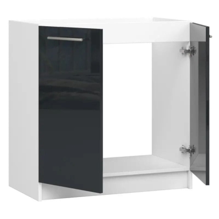 Szafka pod zlewozmywak, KLARA, 80x46x82 cm, biały, grafit, połysk