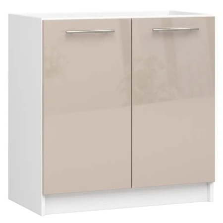 Szafka pod zlewozmywak, KLARA, 80x46x82 cm, biały, cappuccino, połysk