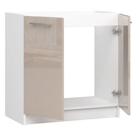 Szafka pod zlewozmywak, KLARA, 80x46x82 cm, biały, cappuccino, połysk