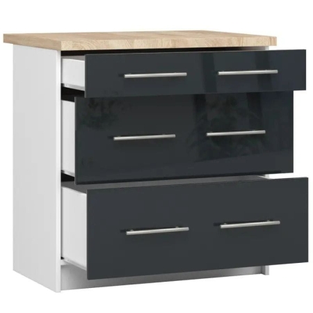 Szafka kuchenna z blatem, KLARA, 80x60x85 cm, biały, grafit, połysk