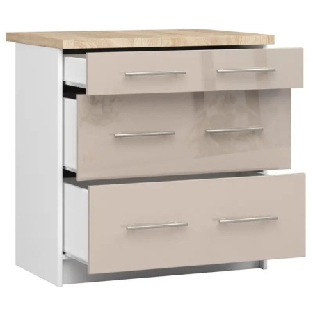 Szafka kuchenna z blatem, KLARA, 80x60x85 cm, biały, cappuccino, połysk