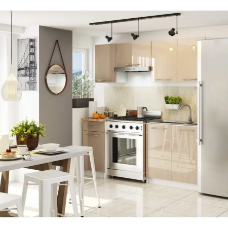 Szafka kuchenna z blatem, KLARA, 80x60x85 cm, biały, cappuccino, połysk