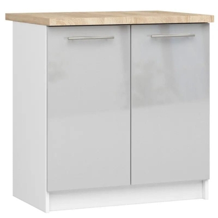 Szafka stojąca z blatem, KLARA, 80x60x85 cm, biały, metalik, połysk