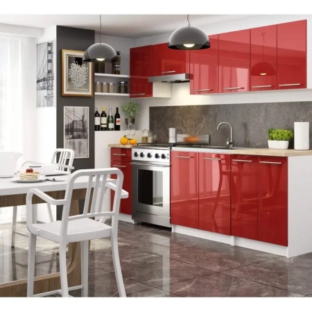 Szafka dolna z blatem, stojąca, KLARA, 60x60x85 cm, biały, czerwony, połysk