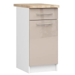 Szafka stojąca z blatem, KLARA, 40x60x85 cm, biały, cappuccino, połysk