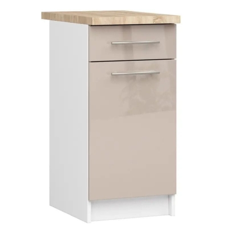 Szafka stojąca z blatem, KLARA, 40x60x85 cm, biały, cappuccino, połysk