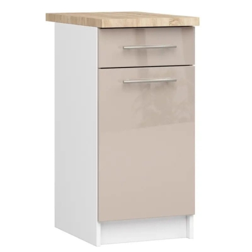 Przejdź do produktu Szafka stojąca z blatem, KLARA, 40x60x85 cm, biały, cappuccino, połysk