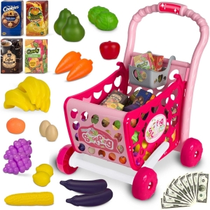Wózek na zakupy dla dzieci, Ricokids, różowy