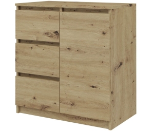 Komoda z szufladami, 1D3S, 80x40x75 cm, dąb artisan, mat