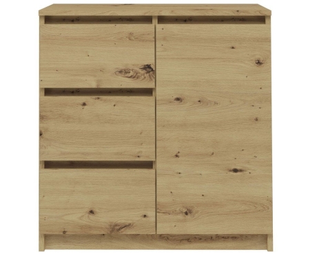 Komoda z szufladami, 1D3S, 80x40x75 cm, dąb artisan, mat