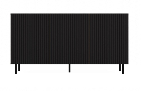 Komoda trzydrzwiowa, slim, Kama, 150x40x78 cm, dąb artisan, czarny