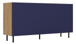 Komoda trzydrzwiowa, slim, Kama, 150x40x78 cm, dąb artisan, granatowy