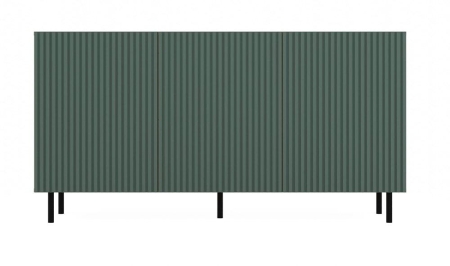 Komoda trzydrzwiowa, slim, Kama, 150x40x78 cm, dąb artisan, zielony