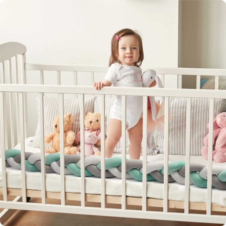 Otulacz do łóżeczka, Ricokids, 2m, miętowo-szary