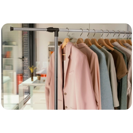 Wieszak na ubrania, kółka, Massido, 132x43x151 cm, czarny, srebrny