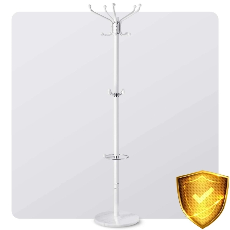 Wieszak na ubrania, marmurowa podstawa, Massido, 49x49x176 cm, biały