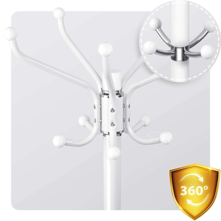 Wieszak na ubrania, marmurowa podstawa, Massido, 49x49x176 cm, biały