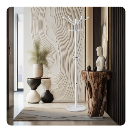 Wieszak na ubrania, podłogowy, Massido, 47x47x175 cm, biały