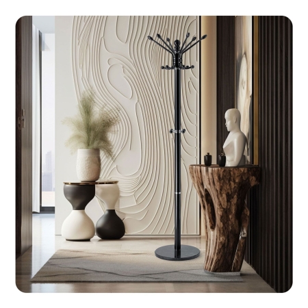 Wieszak na ubrania, podłogowy, Massido, 47x47x175 cm, czarny