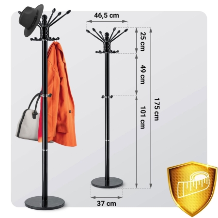 Wieszak na ubrania, podłogowy, Massido, 47x47x175 cm, czarny