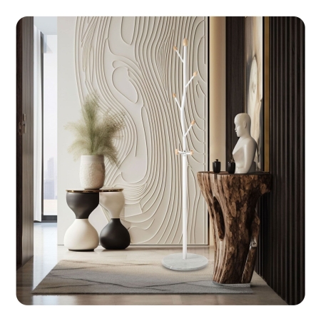 Wieszak na ubrania, stojący, Massido, 37x37x178 cm, biały