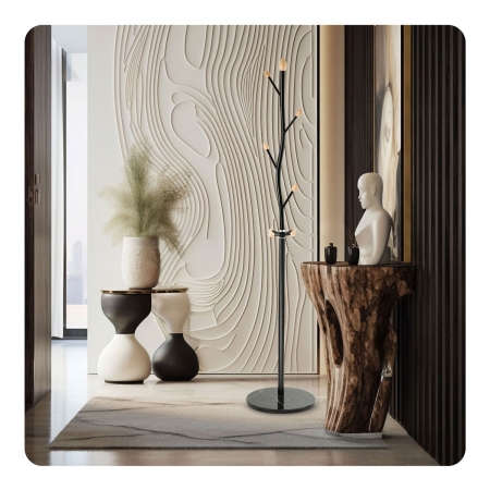 Wieszak na ubrania, stojący, Massido, 37x37x178 cm, czarny