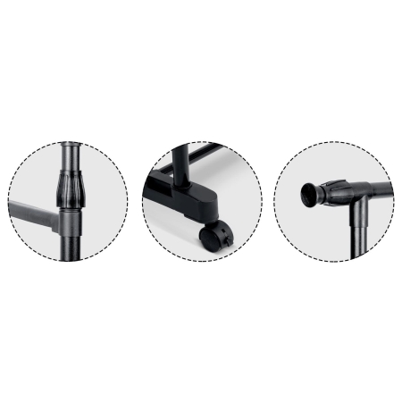 Wieszak na ubrania, kółka, 147x44x158 cm, czarny