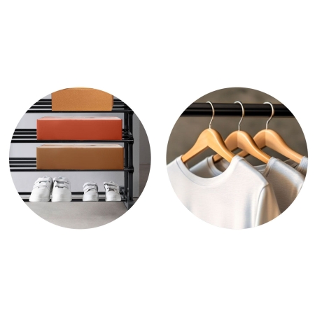 Wieszak na ubrania, kółka, 147x44x158 cm, czarny