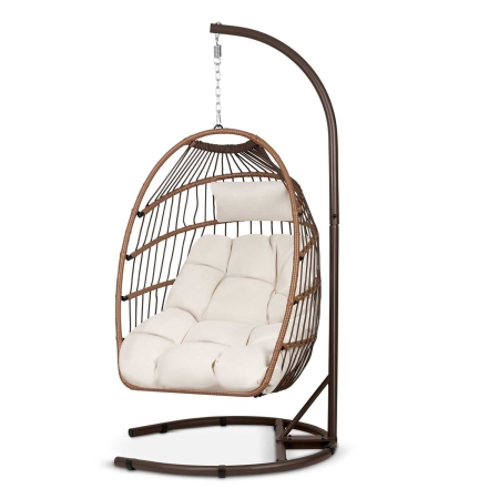 Fotel wiszący do ogrodu, huśtawka, Luisiana, 101x195 cm, brązowy, beżowy