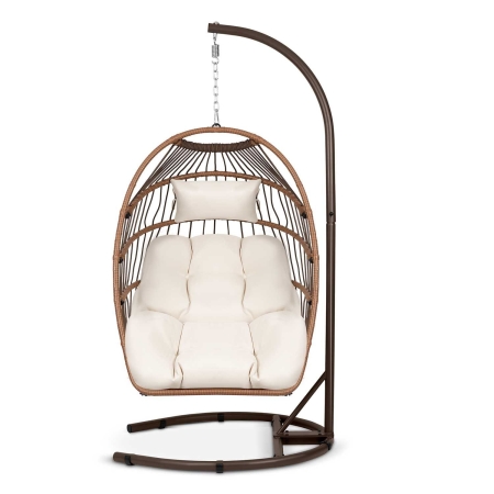Fotel wiszący do ogrodu, huśtawka, Luisiana, 101x195 cm, brązowy, beżowy