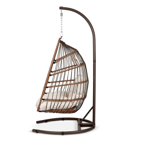 Fotel wiszący do ogrodu, huśtawka, Luisiana, 101x195 cm, brązowy, beżowy