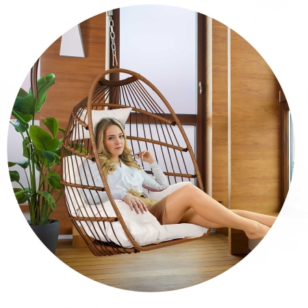 Fotel wiszący do ogrodu, huśtawka, Luisiana, 101x195 cm, brązowy, beżowy