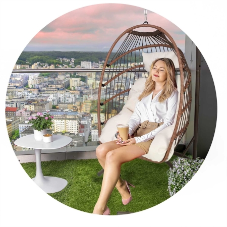 Fotel wiszący do ogrodu, huśtawka, Luisiana, 101x195 cm, brązowy, beżowy