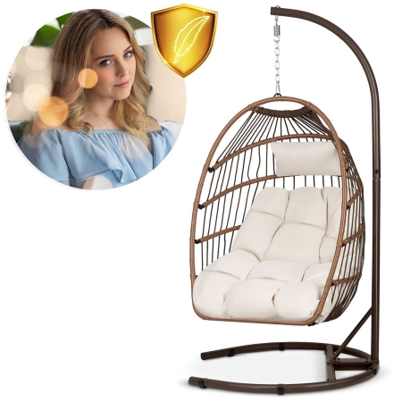 Fotel wiszący do ogrodu, huśtawka, Luisiana, 101x195 cm, brązowy, beżowy