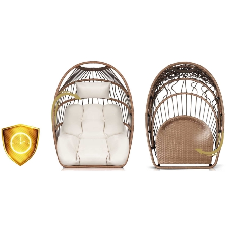 Fotel wiszący do ogrodu, huśtawka, Luisiana, 101x195 cm, brązowy, beżowy