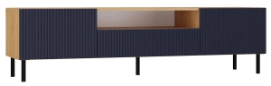 Szafka RTV, Kama, 160x40x43 cm, dąb artisan, granatowy