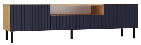 Szafka RTV, Kama, 160x40x43 cm, dąb artisan, granatowy